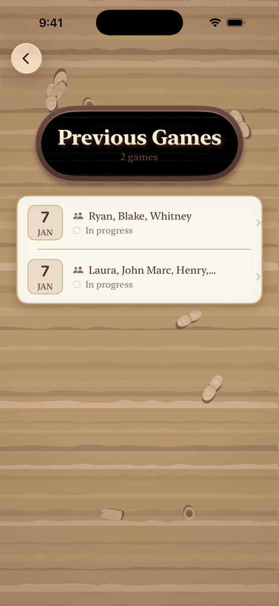 Previous games history