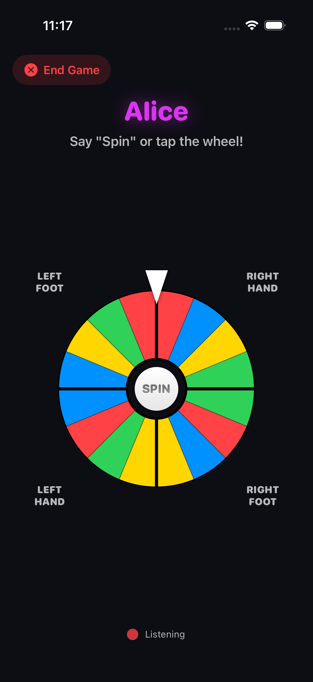 SpinCall on iPhone — Classic board spinner style
