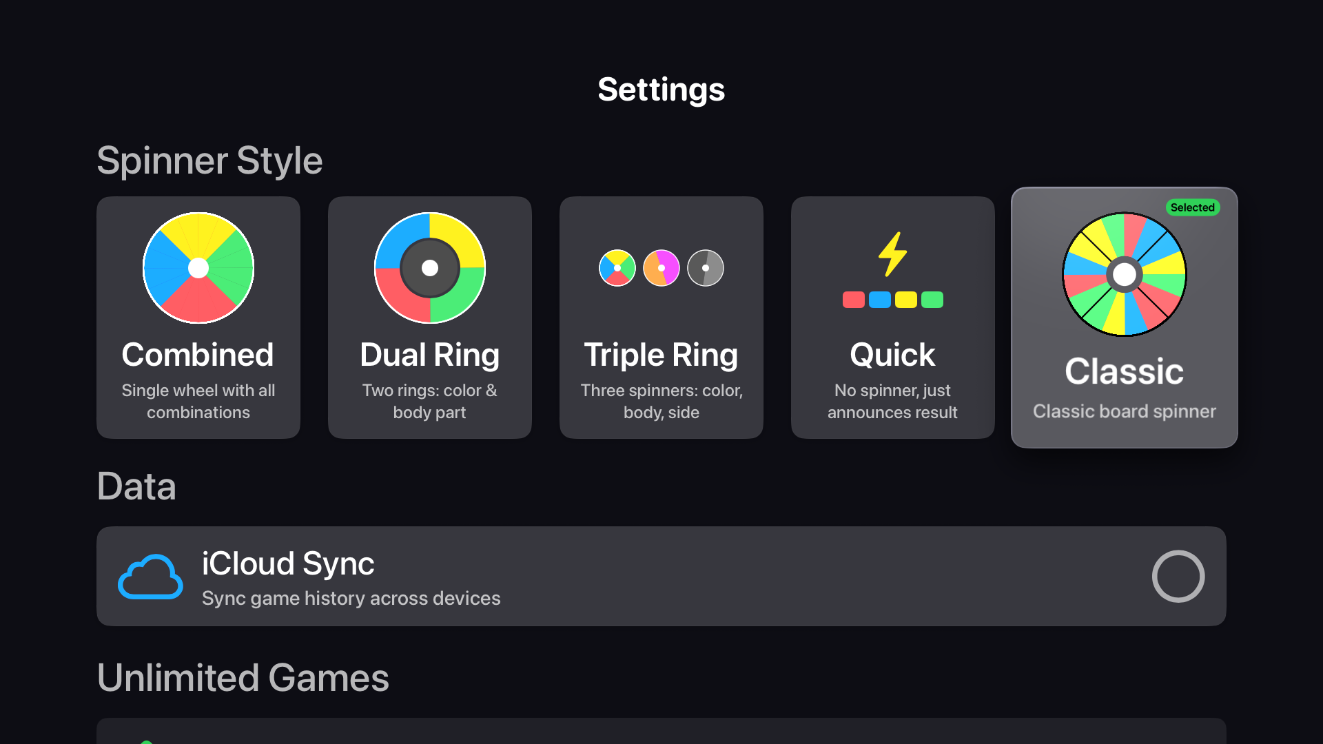 SpinCall on Apple TV — Settings on Apple TV