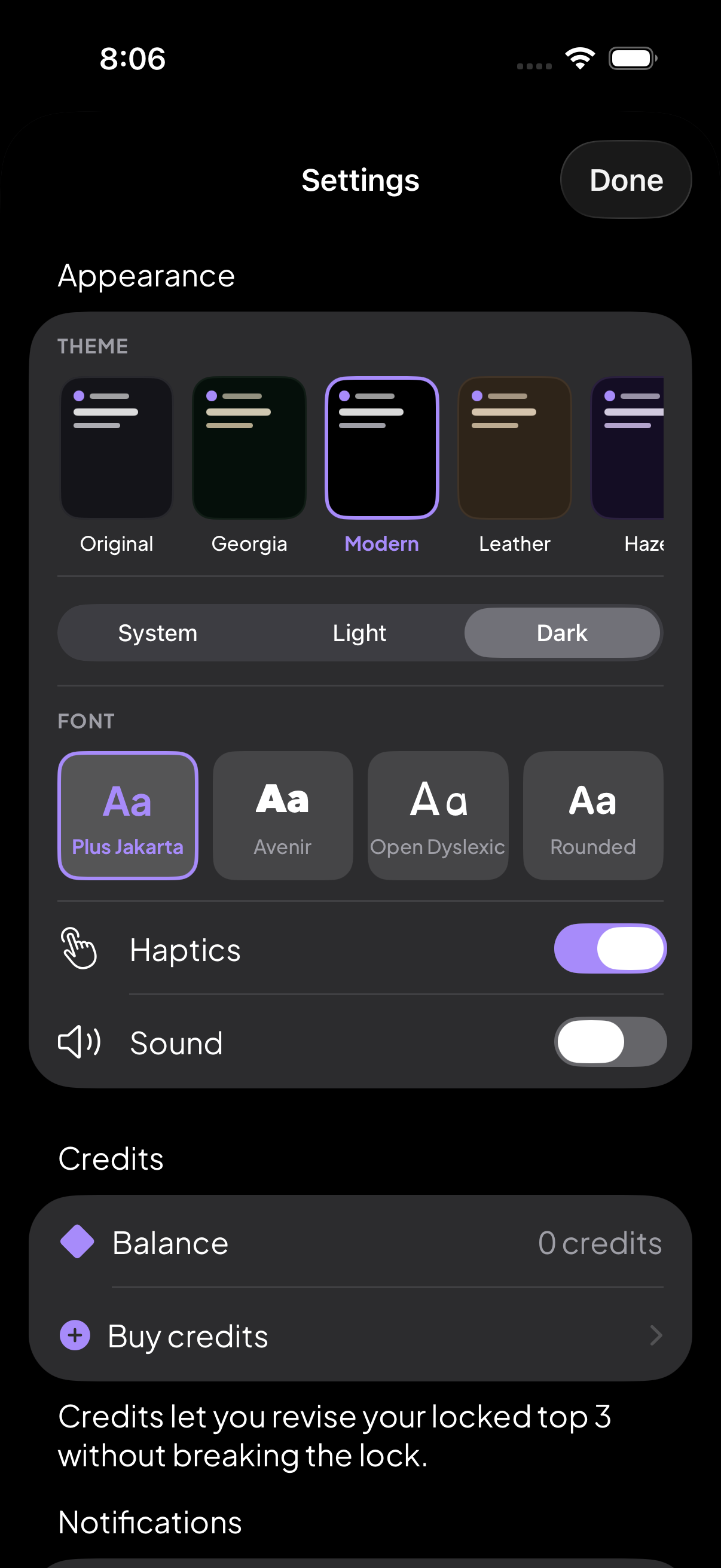 Top3 on iPhone — Make it yours with six themes, light and dark